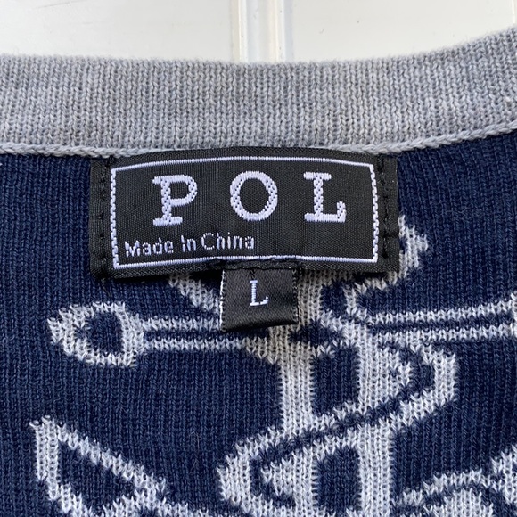 POL gray anchor crew neck sweater size L - Picture 2 of 7